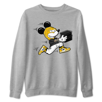 1s Yellow Ochre shirt to match jordans Thief Mouse sneaker tees streetwear brand Air Jordan 1 High OG Yellow Ochre SNRT Sneaker Release Tees unisex cotton Heather Grey 2 crew neck shirt