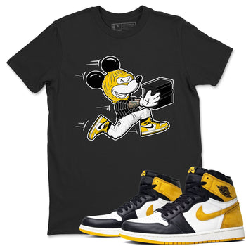1s Yellow Ochre shirt to match jordans Thief Mouse sneaker tees streetwear brand Air Jordan 1 High OG Yellow Ochre SNRT Sneaker Release Tees unisex cotton Black 1 crew neck shirt