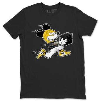 1s Yellow Ochre shirt to match jordans Thief Mouse sneaker tees streetwear brand Air Jordan 1 High OG Yellow Ochre SNRT Sneaker Release Tees unisex cotton Black 2 crew neck shirt