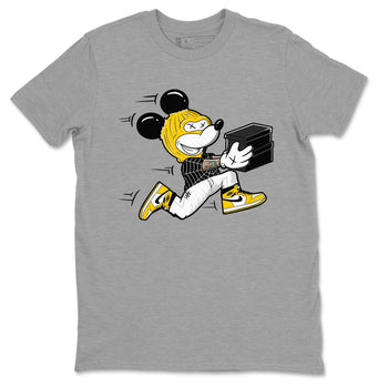 1s Yellow Ochre shirt to match jordans Thief Mouse sneaker tees streetwear brand Air Jordan 1 High OG Yellow Ochre SNRT Sneaker Release Tees unisex cotton Heather Grey 2 crew neck shirt