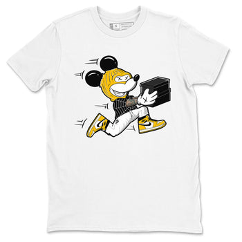 1s Yellow Ochre shirt to match jordans Thief Mouse sneaker tees streetwear brand Air Jordan 1 High OG Yellow Ochre SNRT Sneaker Release Tees unisex cotton White 2 crew neck shirt
