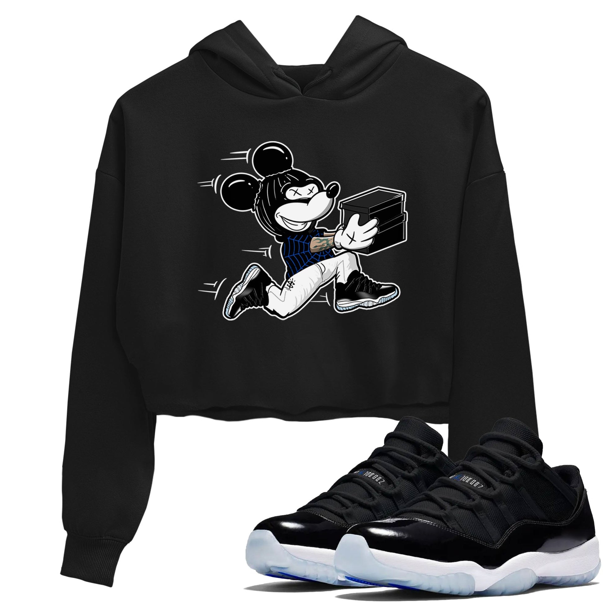 Air Jordan 11 Low Space shirt to match jordans Thief Mouse sneaker tees 11s Black and Varsity Royal SNRT Sneaker Release Tees Streetwear Black 1 crop length shirt