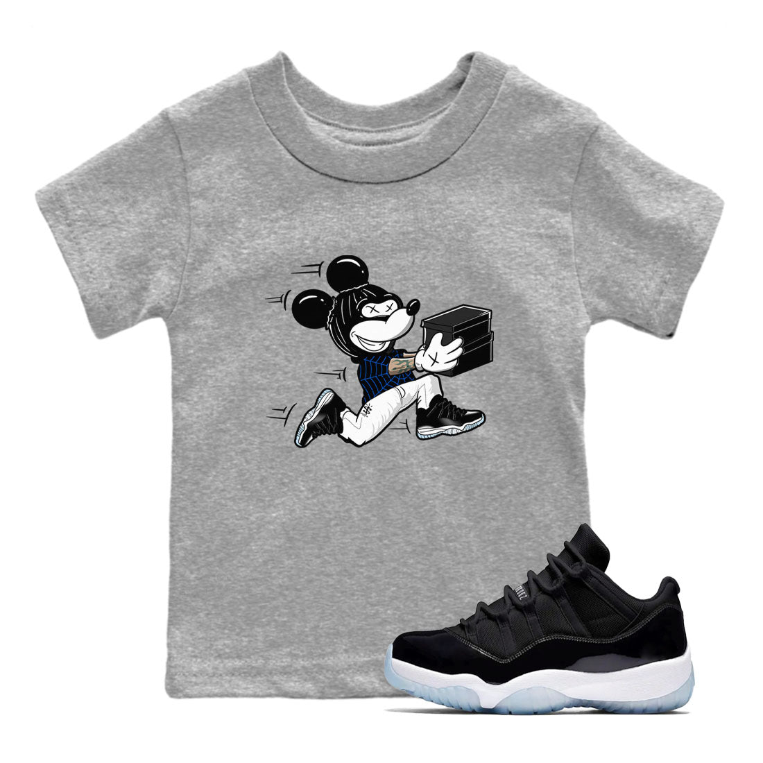 Air Jordan 11 Low Space shirt to match jordans Thief Mouse sneaker tees 11s Black and Varsity Royal SNRT Sneaker Release Tees Streetwear baby toddler Heather Grey 1 cotton Shirt