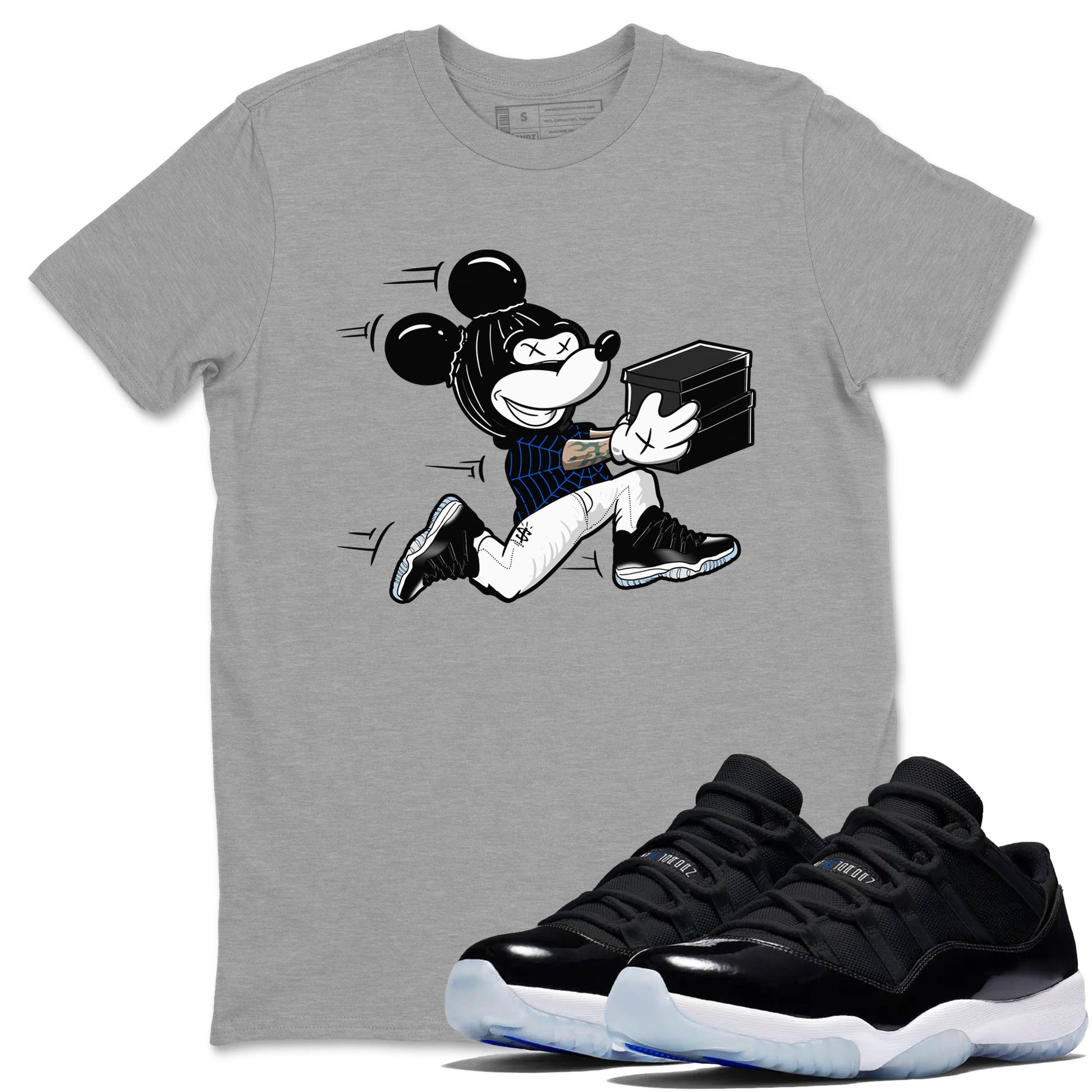Air Jordan 11 Low Space shirt to match jordans Thief Mouse sneaker tees 11s Black and Varsity Royal SNRT Sneaker Release Tees Streetwear unisex cotton Heather Grey 1 crew neck shirt