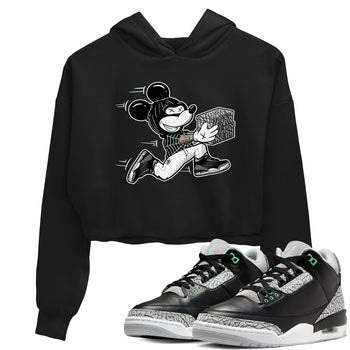 3s Green Glow shirt to match jordans Thief Mouse sneaker tees Air Jordan 3 Green Glow SNRT Sneaker Release Tees Black 1 crop length shirt