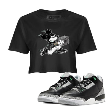 3s Green Glow shirt to match jordans Thief Mouse sneaker tees Air Jordan 3 Green Glow SNRT Sneaker Release Tees Black 1 crop length shirt