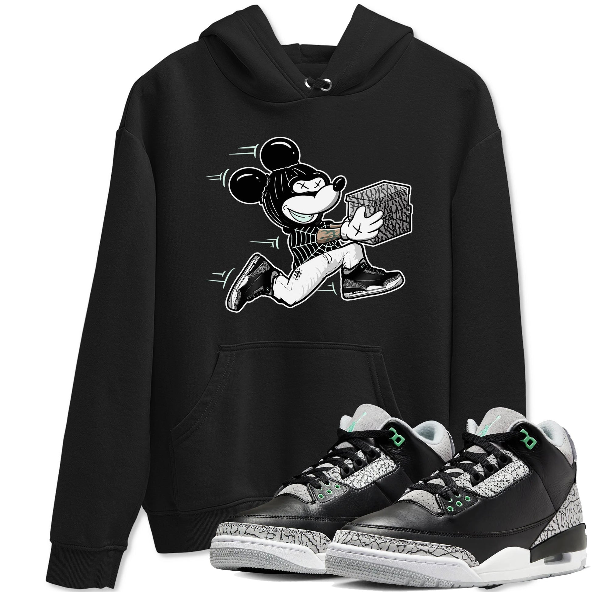 3s Green Glow shirt to match jordans Thief Mouse sneaker tees Air Jordan 3 Green Glow SNRT Sneaker Release Tees unisex cotton Black 1 crew neck shirt