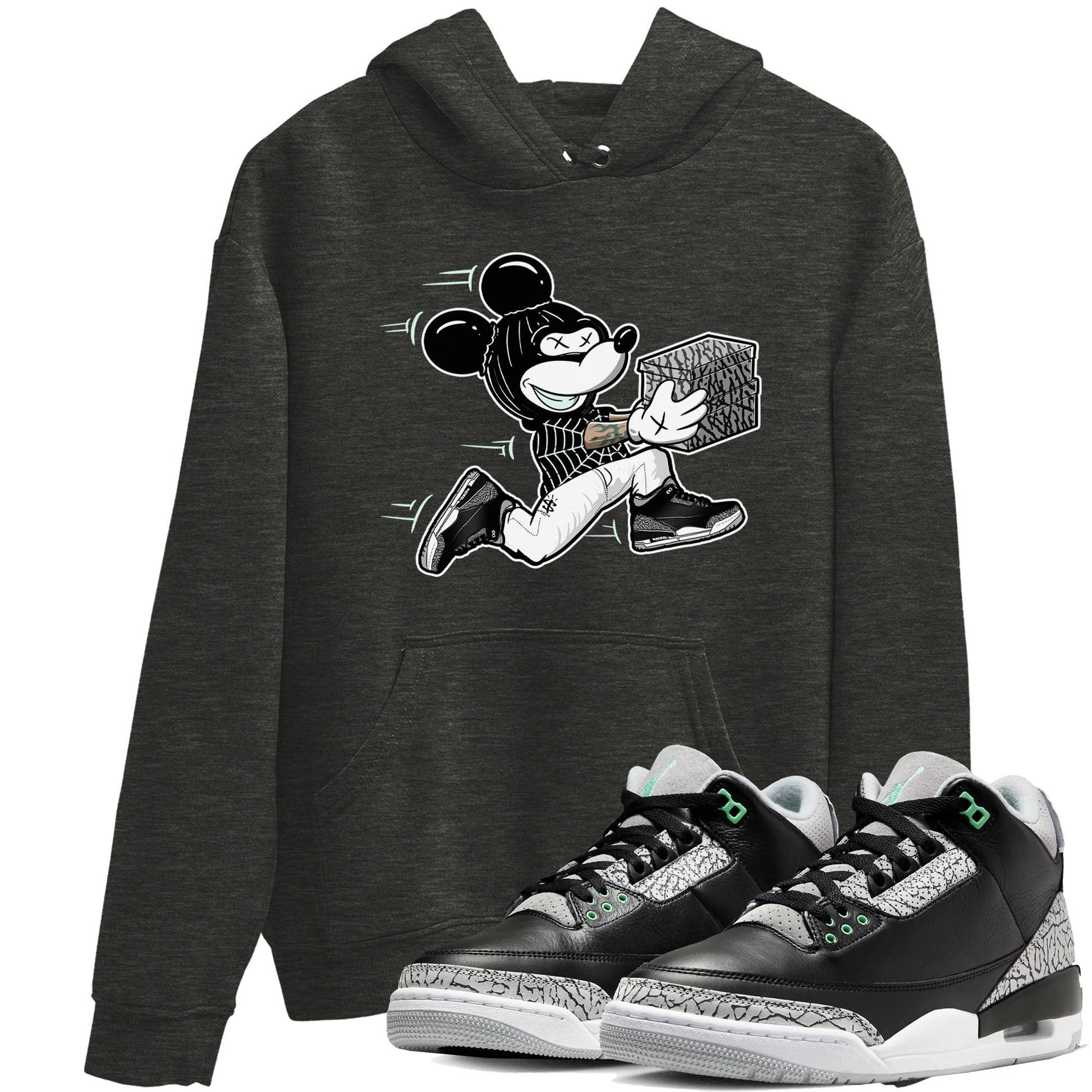 3s Green Glow shirt to match jordans Thief Mouse sneaker tees Air Jordan 3 Green Glow SNRT Sneaker Release Tees unisex cotton Charcoal Heather 1 crew neck shirt