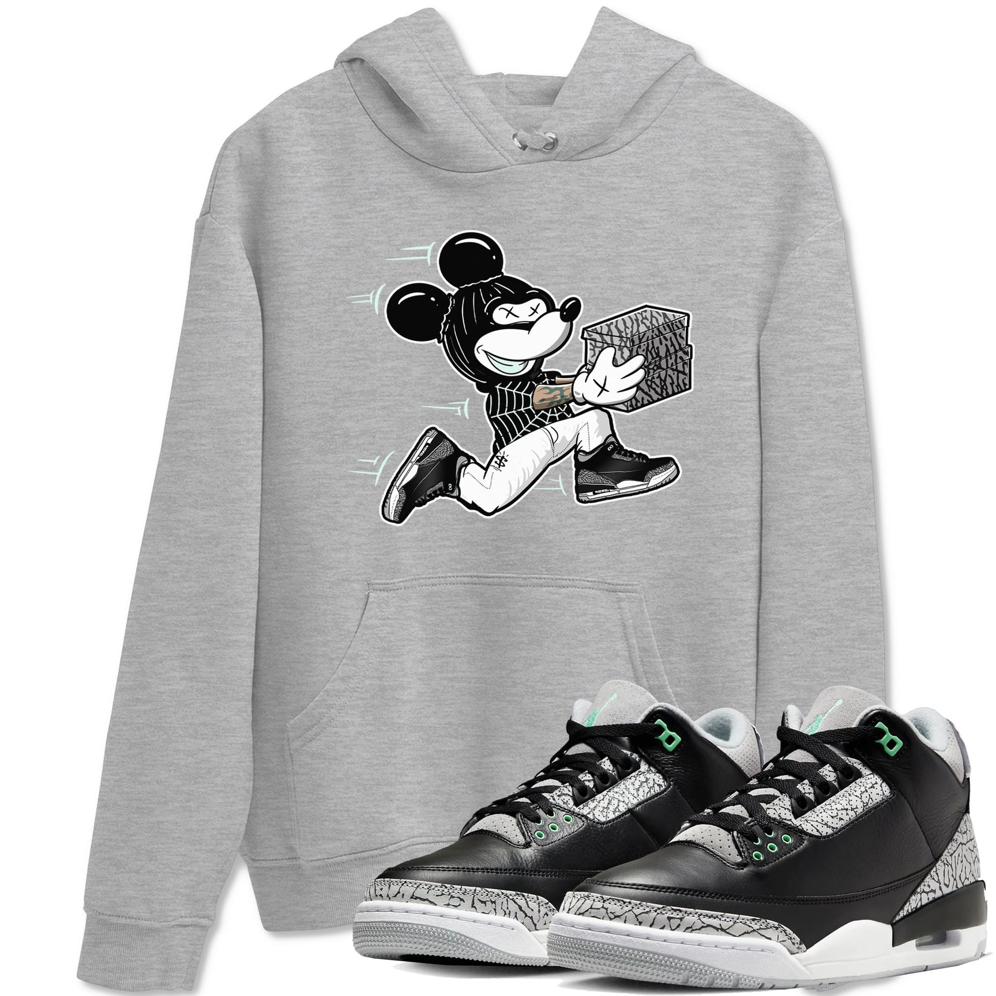 3s Green Glow shirt to match jordans Thief Mouse sneaker tees Air Jordan 3 Green Glow SNRT Sneaker Release Tees unisex cotton Heather Grey 1 crew neck shirt