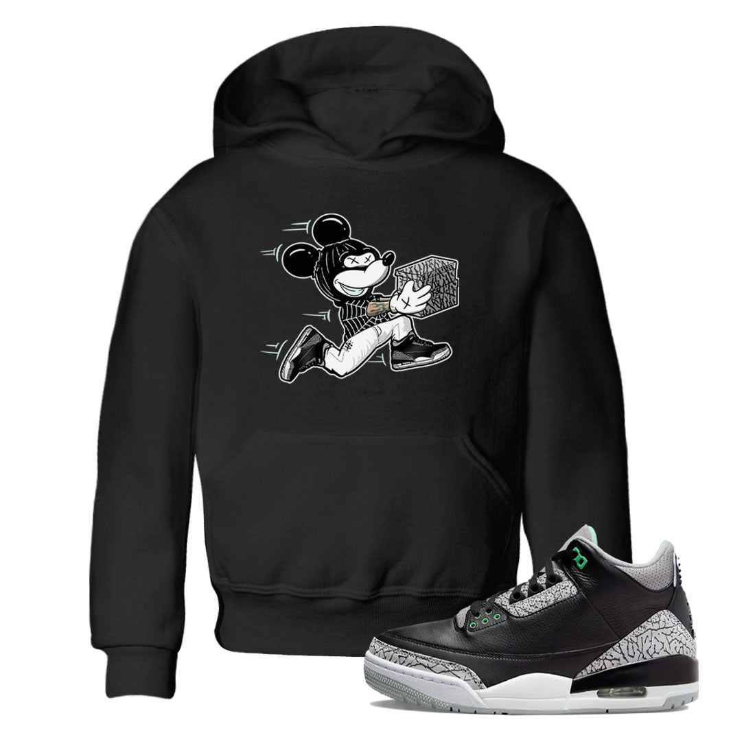 3s Green Glow shirt to match jordans Thief Mouse sneaker tees Air Jordan 3 Green Glow SNRT sneaker release tees baby toddler Black 1 cotton Shirt