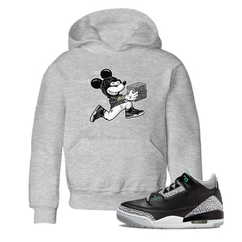 3s Green Glow shirt to match jordans Thief Mouse sneaker tees Air Jordan 3 Green Glow SNRT sneaker release tees baby toddler Heather Grey 1 cotton Shirt