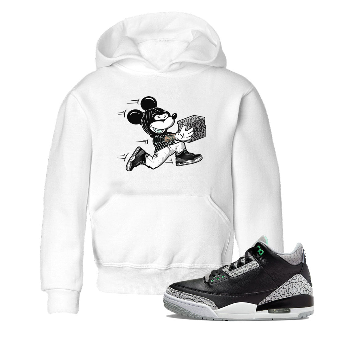 3s Green Glow shirt to match jordans Thief Mouse sneaker tees Air Jordan 3 Green Glow SNRT sneaker release tees baby toddler White 1 cotton Shirt