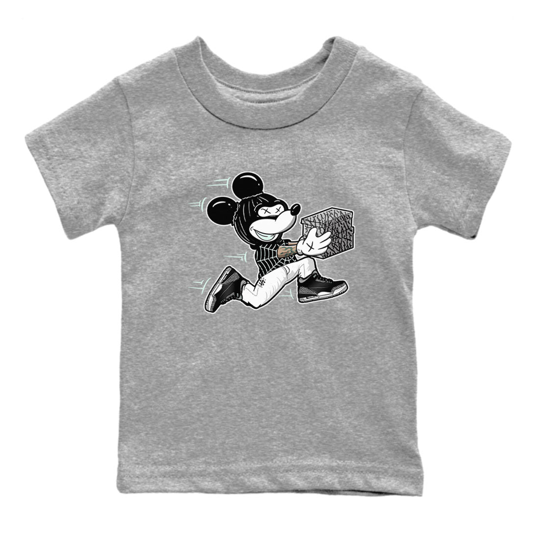 3s Green Glow shirt to match jordans Thief Mouse sneaker tees Air Jordan 3 Green Glow SNRT sneaker release tees baby toddler Heather Grey 2 cotton Shirt