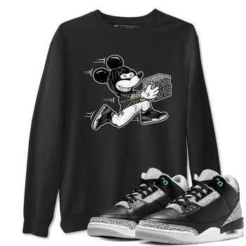 3s Green Glow shirt to match jordans Thief Mouse sneaker tees Air Jordan 3 Green Glow SNRT Sneaker Release Tees unisex cotton Black 1 crew neck shirt
