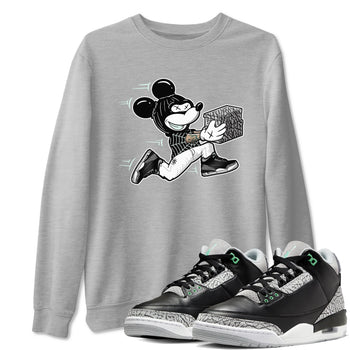 3s Green Glow shirt to match jordans Thief Mouse sneaker tees Air Jordan 3 Green Glow SNRT Sneaker Release Tees unisex cotton Heather Grey 1 crew neck shirt