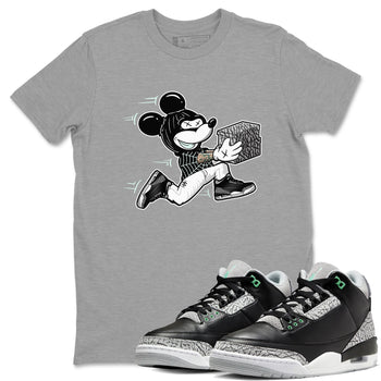 3s Green Glow shirt to match jordans Thief Mouse sneaker tees Air Jordan 3 Green Glow SNRT Sneaker Release Tees unisex cotton Heather Grey 1 crew neck shirt