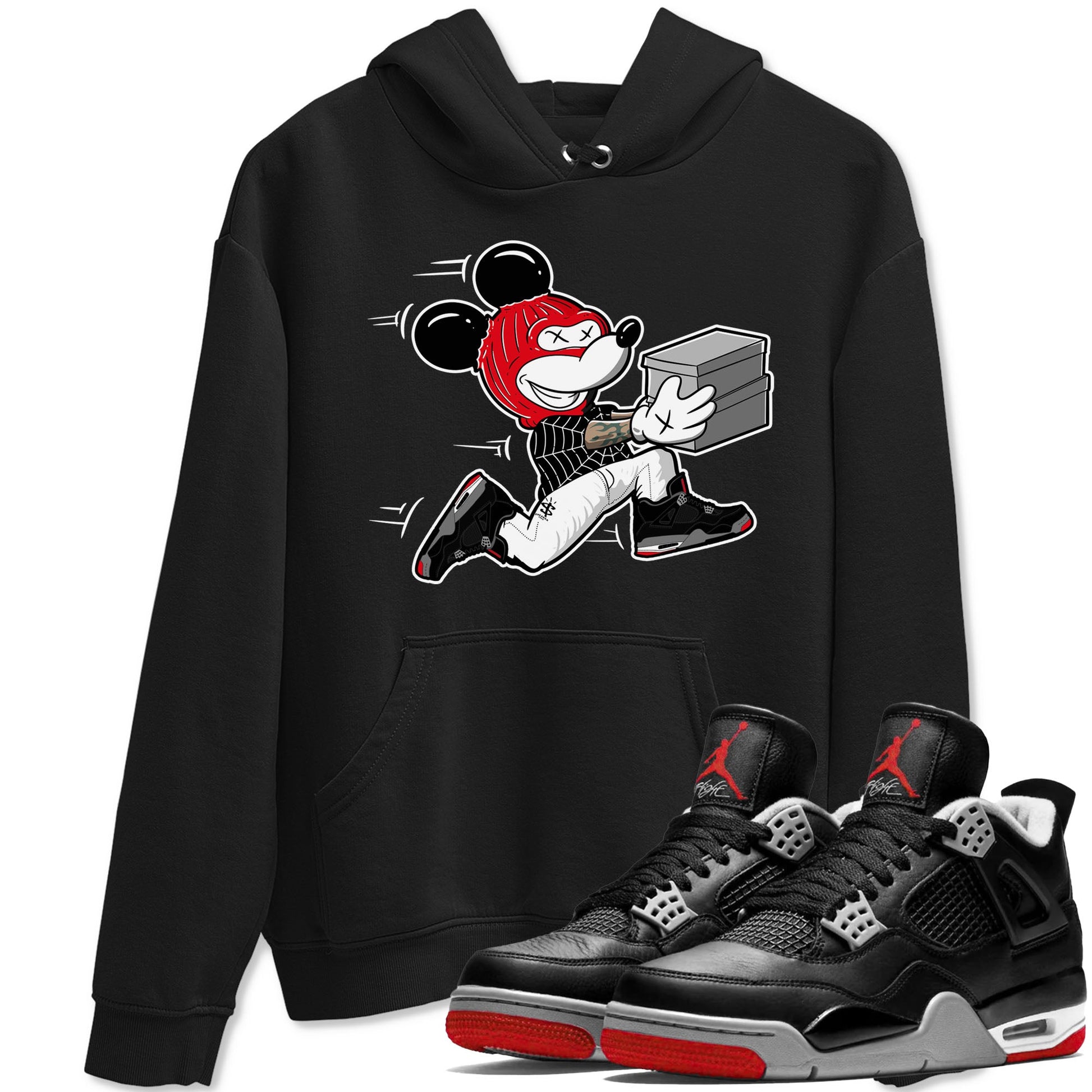 AJ4 Bred Reimagined shirt to match jordans Thief Mouse sneaker tees streetwear brand Air Jordan 4 Bred Reimagined SNRT Sneaker Release Tees unisex cotton Black 1 crew neck shirt