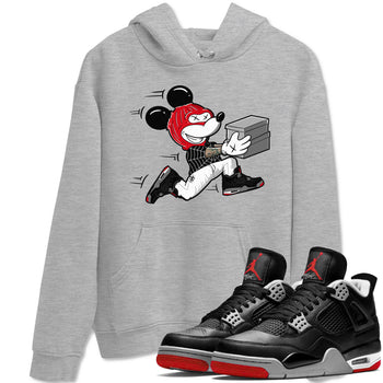 AJ4 Bred Reimagined shirt to match jordans Thief Mouse sneaker tees streetwear brand Air Jordan 4 Bred Reimagined SNRT Sneaker Release Tees unisex cotton Heather Grey 1 crew neck shirt