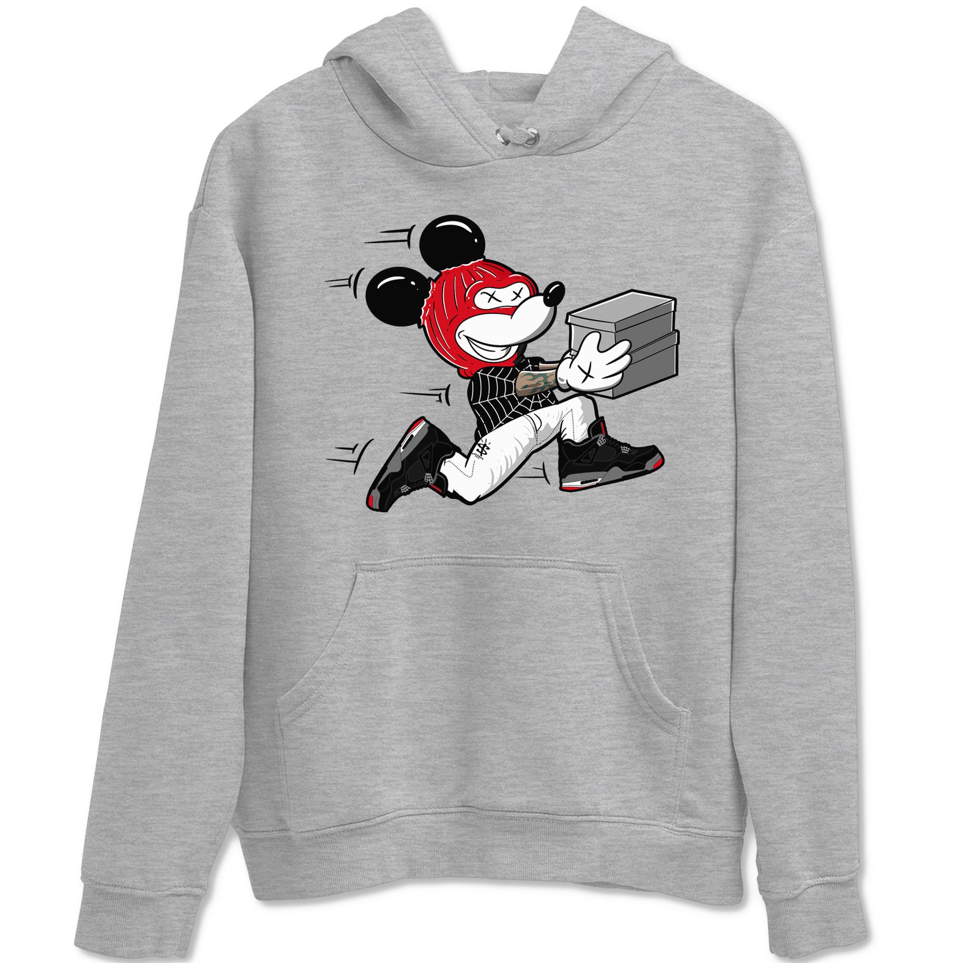AJ4 Bred Reimagined shirt to match jordans Thief Mouse sneaker tees streetwear brand Air Jordan 4 Bred Reimagined SNRT Sneaker Release Tees unisex cotton Heather Grey 2 crew neck shirt