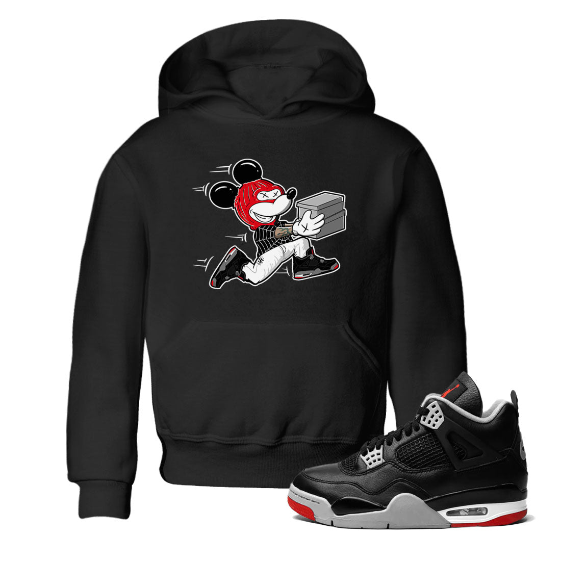 AJ4 Bred Reimagined shirt to match jordans Thief Mouse sneaker tees streetwear brand Air Jordan 4 Bred Reimagined SNRT sneaker release tees baby toddler Black 1 cotton Shirt