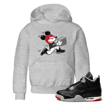 AJ4 Bred Reimagined shirt to match jordans Thief Mouse sneaker tees streetwear brand Air Jordan 4 Bred Reimagined SNRT sneaker release tees baby toddler Heather Grey 1 cotton Shirt