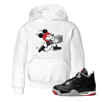AJ4 Bred Reimagined shirt to match jordans Thief Mouse sneaker tees streetwear brand Air Jordan 4 Bred Reimagined SNRT sneaker release tees baby toddler White 1 cotton Shirt