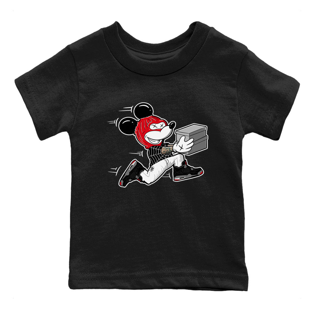 AJ4 Bred Reimagined shirt to match jordans Thief Mouse sneaker tees streetwear brand Air Jordan 4 Bred Reimagined SNRT sneaker release tees baby toddler Black 2 cotton Shirt