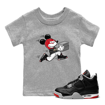 AJ4 Bred Reimagined shirt to match jordans Thief Mouse sneaker tees streetwear brand Air Jordan 4 Bred Reimagined SNRT sneaker release tees baby toddler Heather Grey 1 cotton Shirt