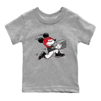 AJ4 Bred Reimagined shirt to match jordans Thief Mouse sneaker tees streetwear brand Air Jordan 4 Bred Reimagined SNRT sneaker release tees baby toddler Heather Grey 2 cotton Shirt