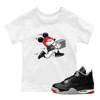 AJ4 Bred Reimagined shirt to match jordans Thief Mouse sneaker tees streetwear brand Air Jordan 4 Bred Reimagined SNRT sneaker release tees baby toddler White 1 cotton Shirt