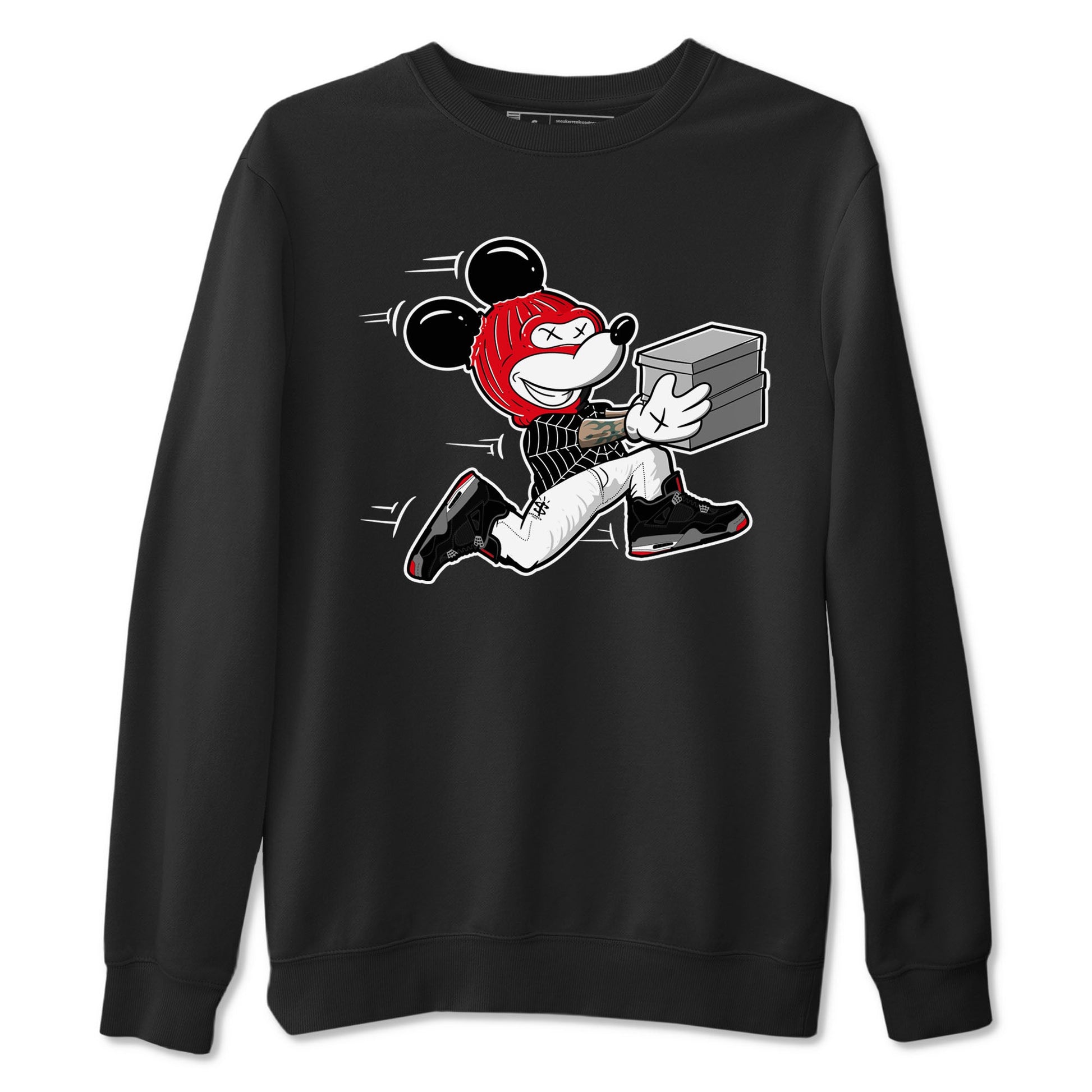 AJ4 Bred Reimagined shirt to match jordans Thief Mouse sneaker tees streetwear brand Air Jordan 4 Bred Reimagined SNRT Sneaker Release Tees unisex cotton Black 2 crew neck shirt
