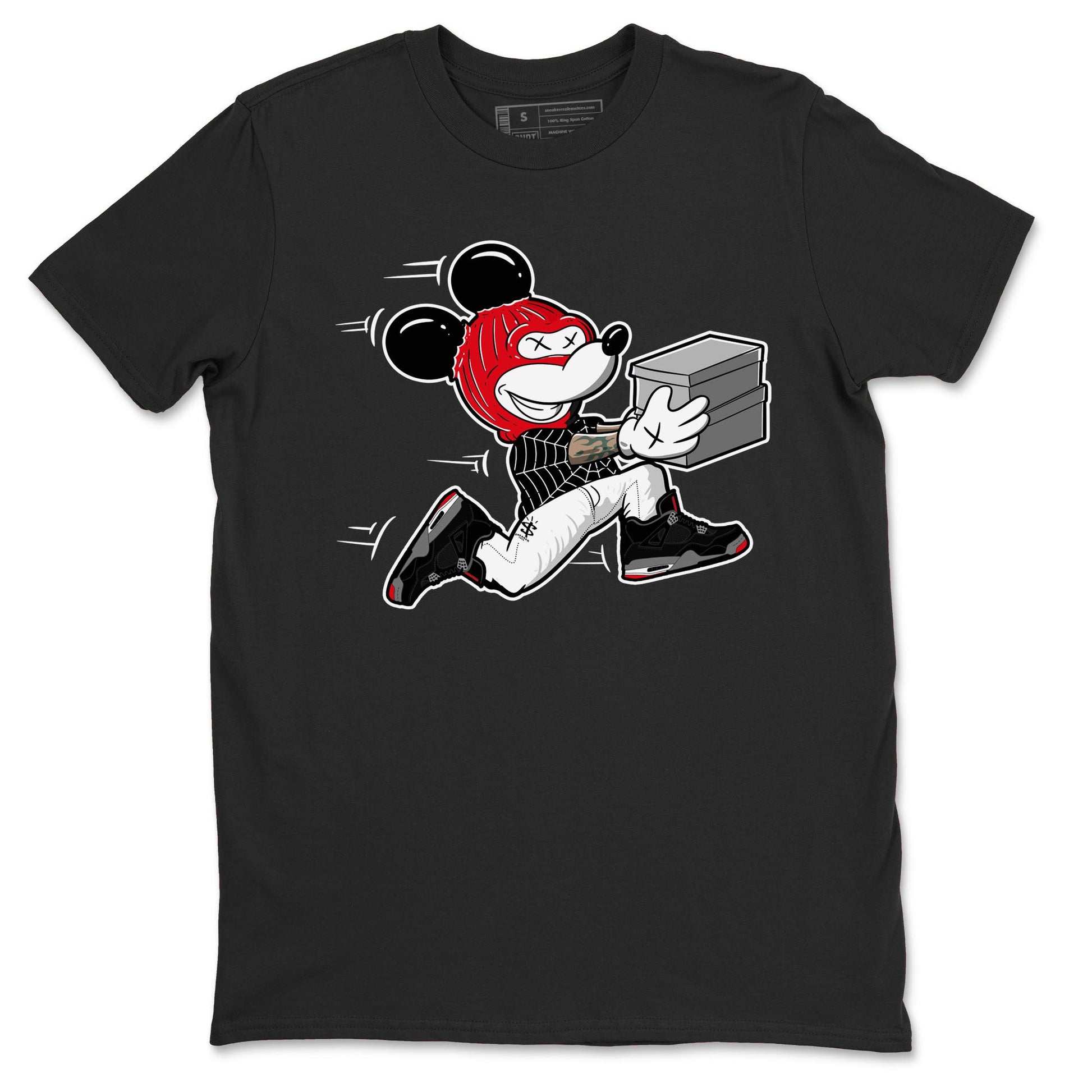 AJ4 Bred Reimagined shirt to match jordans Thief Mouse sneaker tees streetwear brand Air Jordan 4 Bred Reimagined SNRT Sneaker Release Tees unisex cotton Black 2 crew neck shirt