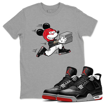 AJ4 Bred Reimagined shirt to match jordans Thief Mouse sneaker tees streetwear brand Air Jordan 4 Bred Reimagined SNRT Sneaker Release Tees unisex cotton Heather Grey 1 crew neck shirt
