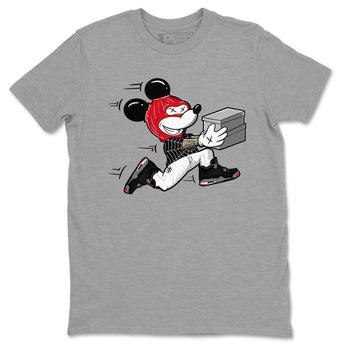 AJ4 Bred Reimagined shirt to match jordans Thief Mouse sneaker tees streetwear brand Air Jordan 4 Bred Reimagined SNRT Sneaker Release Tees unisex cotton Heather Grey 2 crew neck shirt