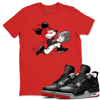 AJ4 Bred Reimagined shirt to match jordans Thief Mouse sneaker tees streetwear brand Air Jordan 4 Bred Reimagined SNRT Sneaker Release Tees unisex cotton Red 1 crew neck shirt