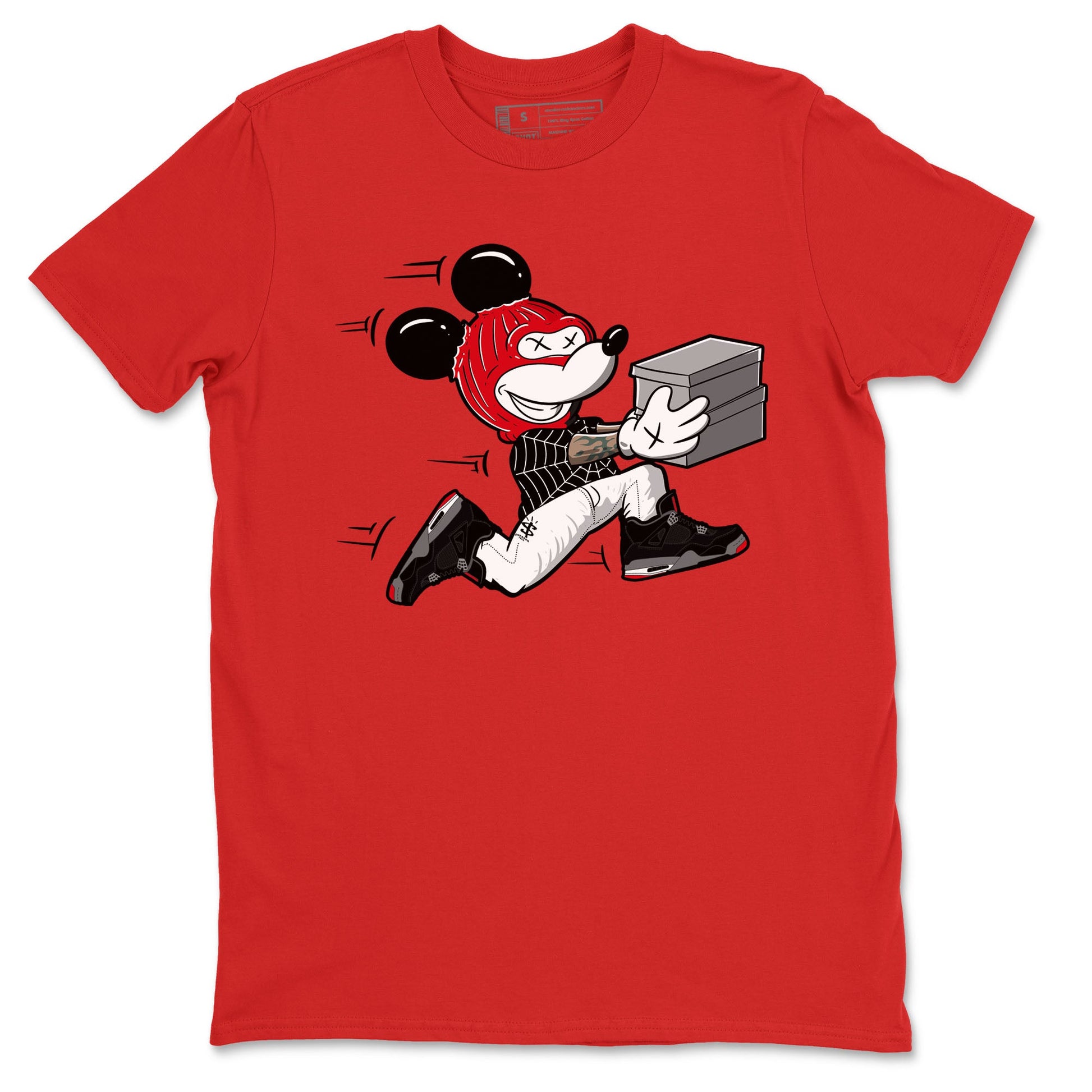 AJ4 Bred Reimagined shirt to match jordans Thief Mouse sneaker tees streetwear brand Air Jordan 4 Bred Reimagined SNRT Sneaker Release Tees unisex cotton Red 2 crew neck shirt