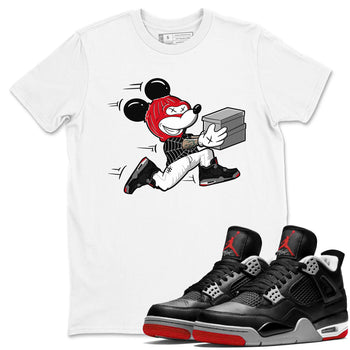 AJ4 Bred Reimagined shirt to match jordans Thief Mouse sneaker tees streetwear brand Air Jordan 4 Bred Reimagined SNRT Sneaker Release Tees unisex cotton White 1 crew neck shirt