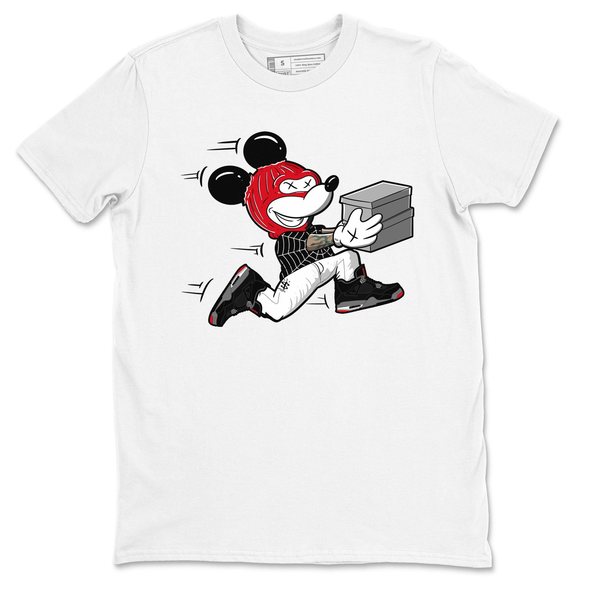 AJ4 Bred Reimagined shirt to match jordans Thief Mouse sneaker tees streetwear brand Air Jordan 4 Bred Reimagined SNRT Sneaker Release Tees unisex cotton White 2 crew neck shirt