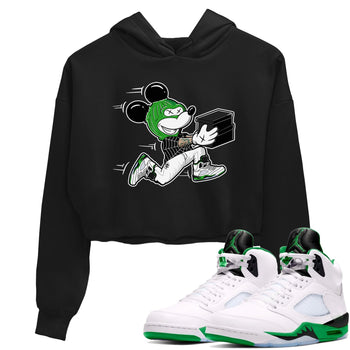 5s Lucky Green shirt to match jordans Thief Mouse sneaker tees Air Jordan 5 Lucky Green SNRT Sneaker Release Tees Streetwear Black 1 crop length shirt