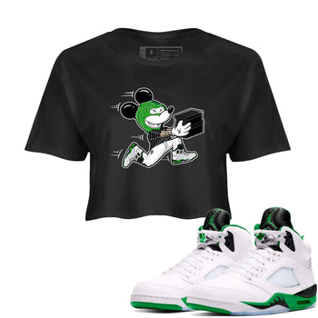 5s Lucky Green shirt to match jordans Thief Mouse sneaker tees Air Jordan 5 Lucky Green SNRT Sneaker Release Tees Streetwear Black 1 crop length shirt