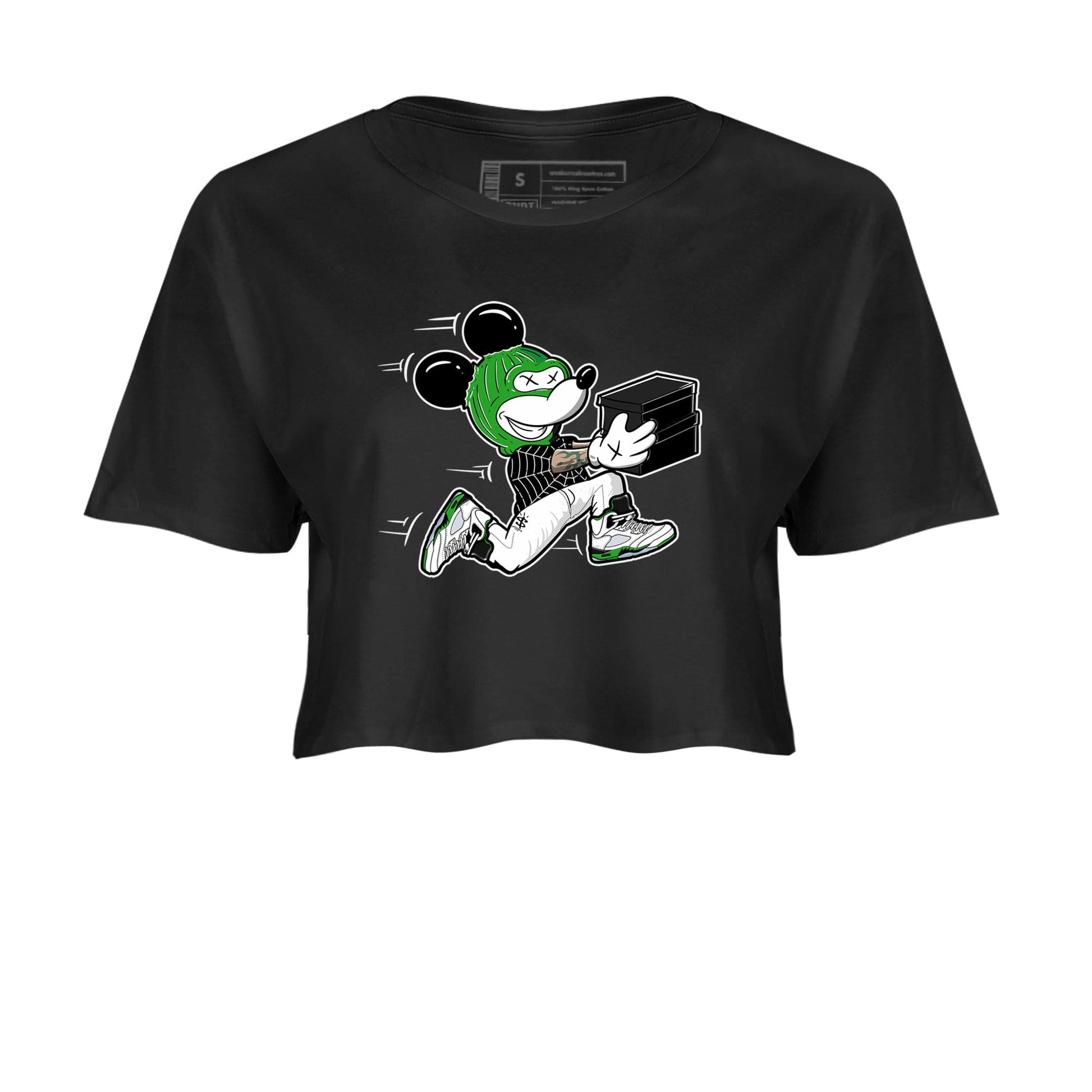 5s Lucky Green shirt to match jordans Thief Mouse sneaker tees Air Jordan 5 Lucky Green SNRT Sneaker Release Tees Streetwear Black 2 crop length shirt