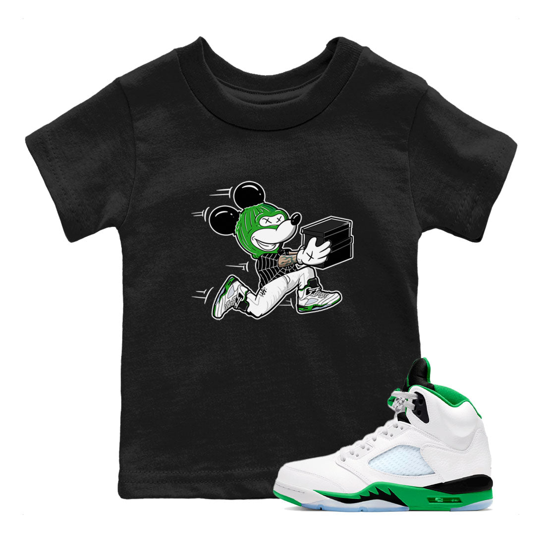 5s Lucky Green shirt to match jordans Thief Mouse sneaker tees Air Jordan 5 Lucky Green SNRT Sneaker Release Tees Streetwear baby toddler Black 1 cotton Shirt