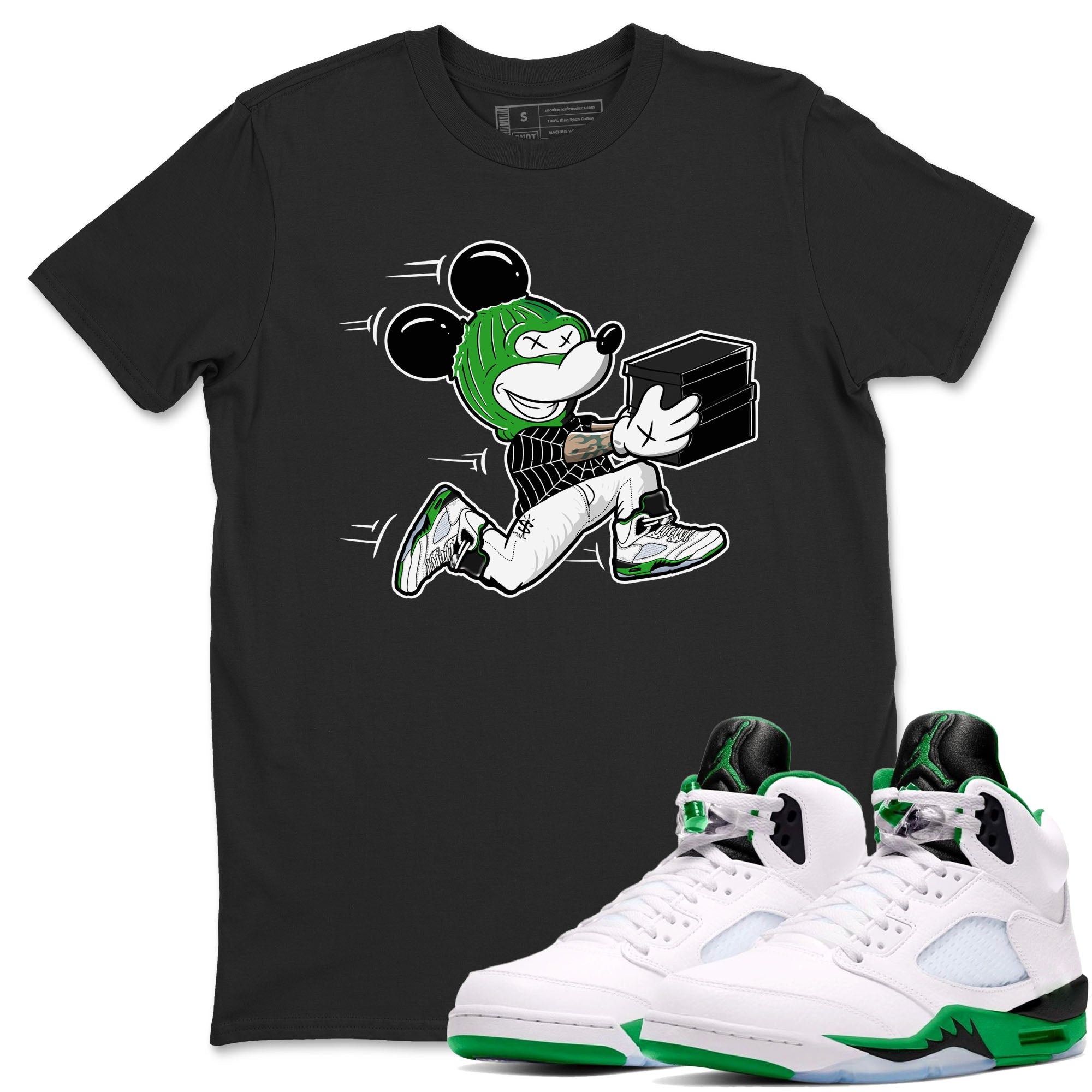 5s Lucky Green shirt to match jordans Thief Mouse sneaker tees Air Jordan 5 Lucky Green SNRT Sneaker Release Tees Streetwear unisex cotton Black 1 crew neck shirt