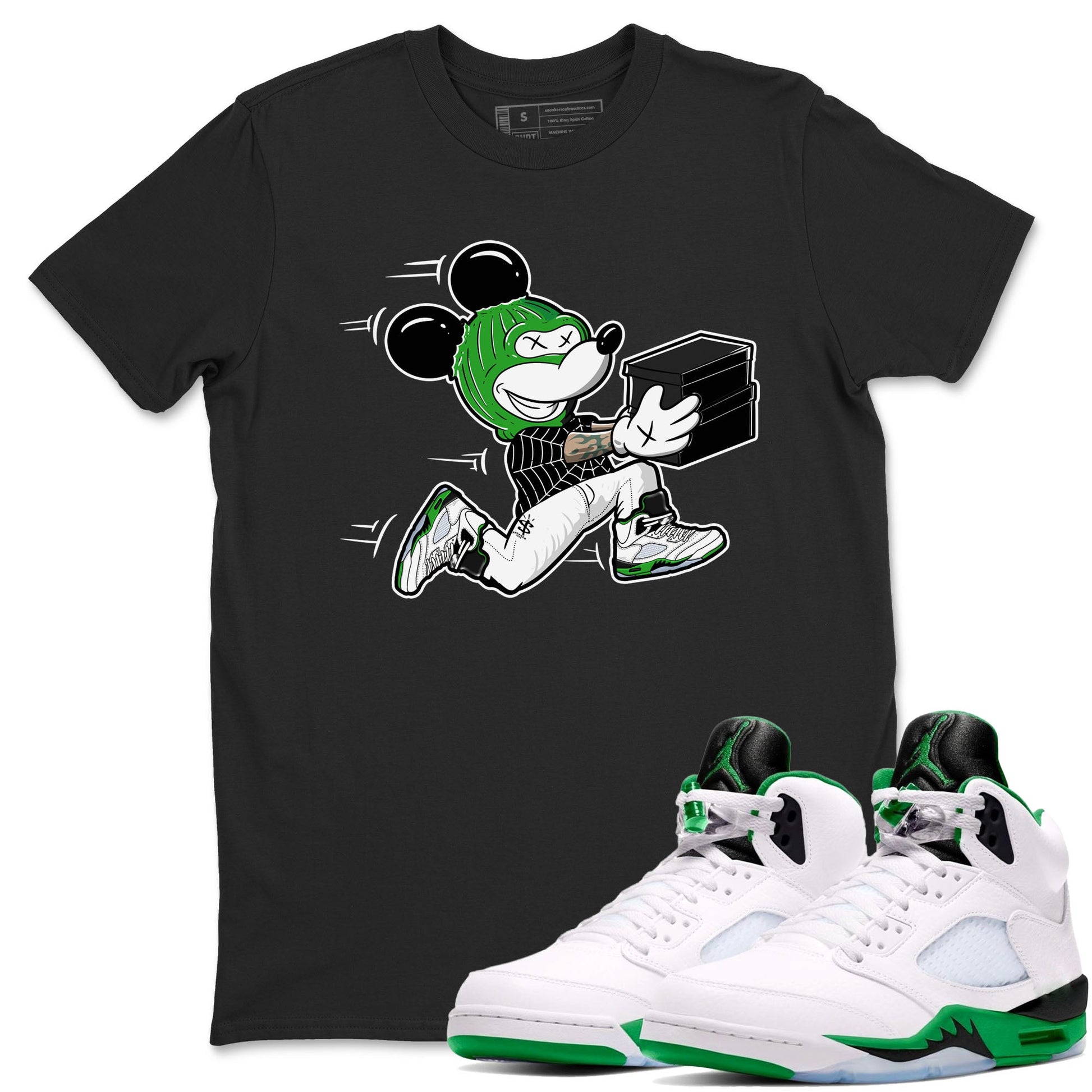 5s Lucky Green shirt to match jordans Thief Mouse sneaker tees Air Jordan 5 Lucky Green SNRT Sneaker Release Tees Streetwear unisex cotton Black 1 crew neck shirt