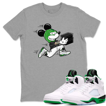 5s Lucky Green shirt to match jordans Thief Mouse sneaker tees Air Jordan 5 Lucky Green SNRT Sneaker Release Tees Streetwear unisex cotton Heather Grey 1 crew neck shirt