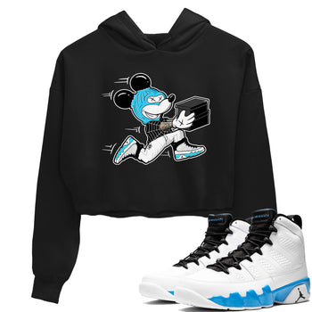 9s Powder Blue shirt to match jordans Thief Mouse sneaker tees Air Jordan 9 Powder Blue SNRT Sneaker Release Tees Black 1 crop length shirt