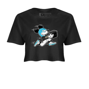9s Powder Blue shirt to match jordans Thief Mouse sneaker tees Air Jordan 9 Powder Blue SNRT Sneaker Release Tees Black 2 crop length shirt