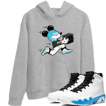 9s Powder Blue shirt to match jordans Thief Mouse sneaker tees Air Jordan 9 Powder Blue SNRT Sneaker Release Tees unisex cotton Heather Grey 1 crew neck shirt