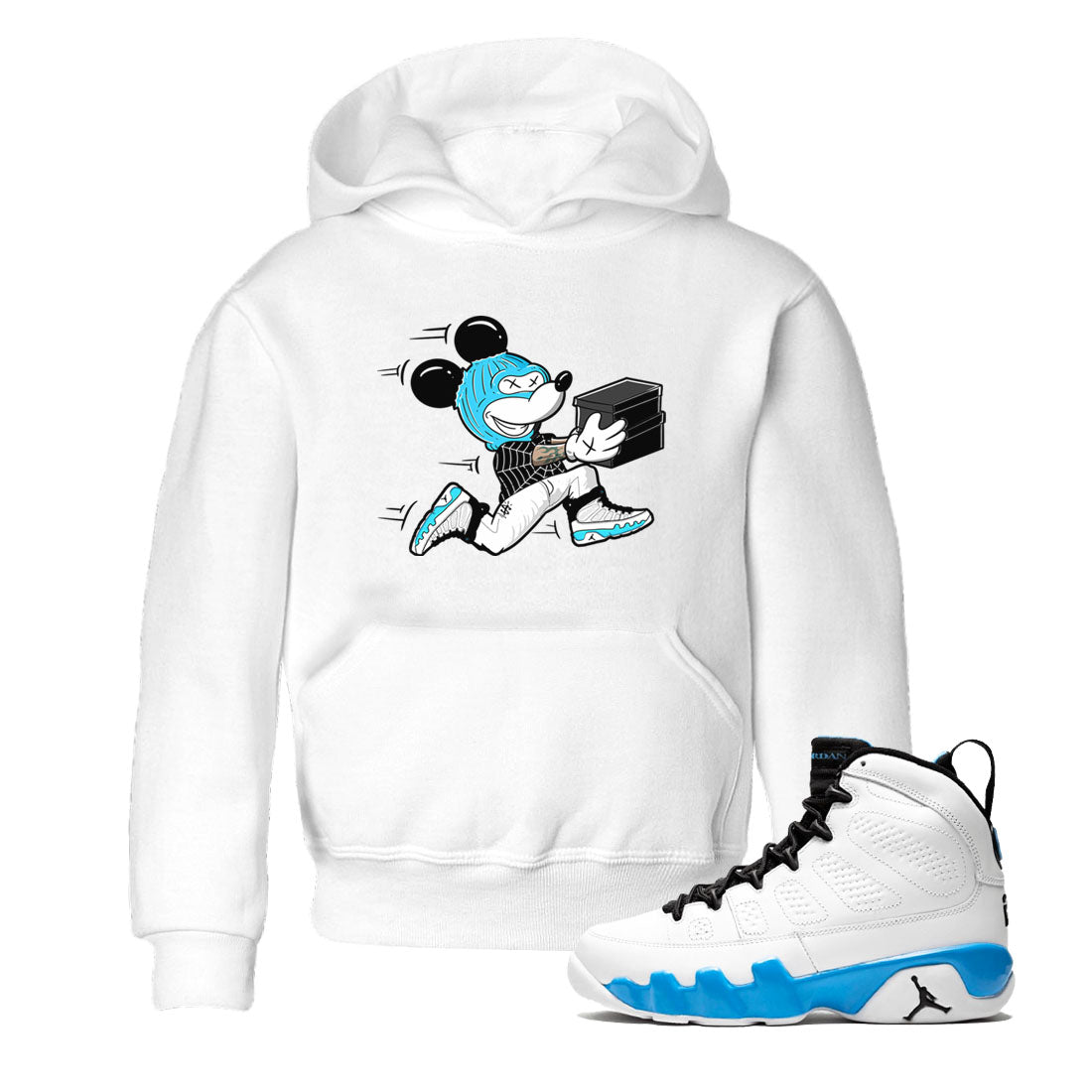 9s Powder Blue shirt to match jordans Thief Mouse sneaker tees Air Jordan 9 Powder Blue SNRT sneaker release tees baby toddler White 1 cotton Shirt