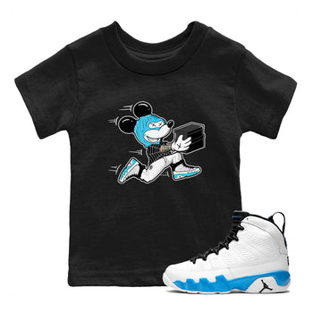 9s Powder Blue shirt to match jordans Thief Mouse sneaker tees Air Jordan 9 Powder Blue SNRT sneaker release tees baby toddler Black 1 cotton Shirt
